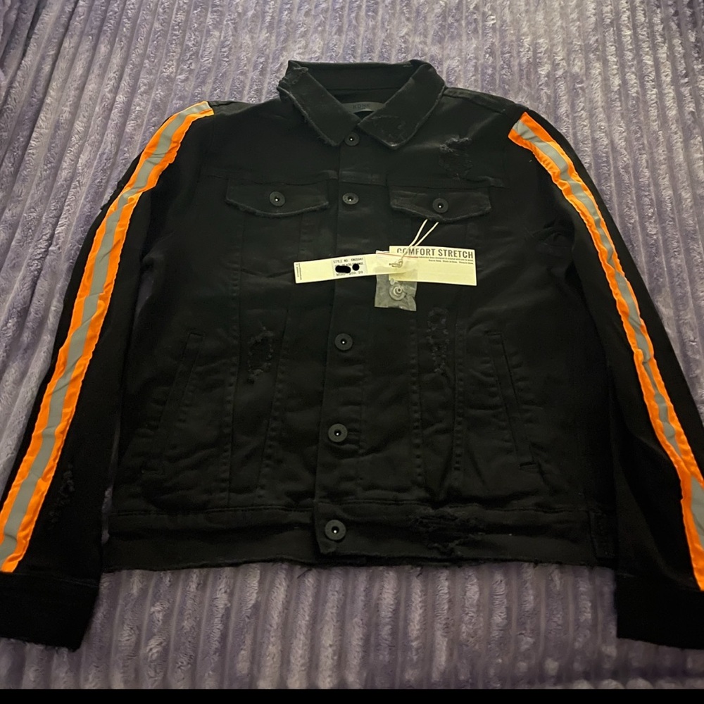 Men's Black Jacket with Orange Accents